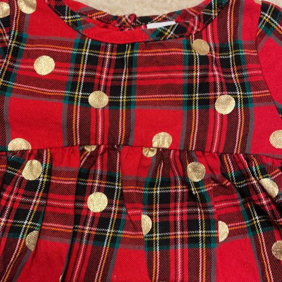 NWOT Old Navy Baby Girls Red plaid dress with gold polka dots! - Picture 2 of 7